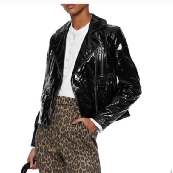 NWT FRAME Patent Leather Moto Jacket SZ XS - Picture 7 of 11